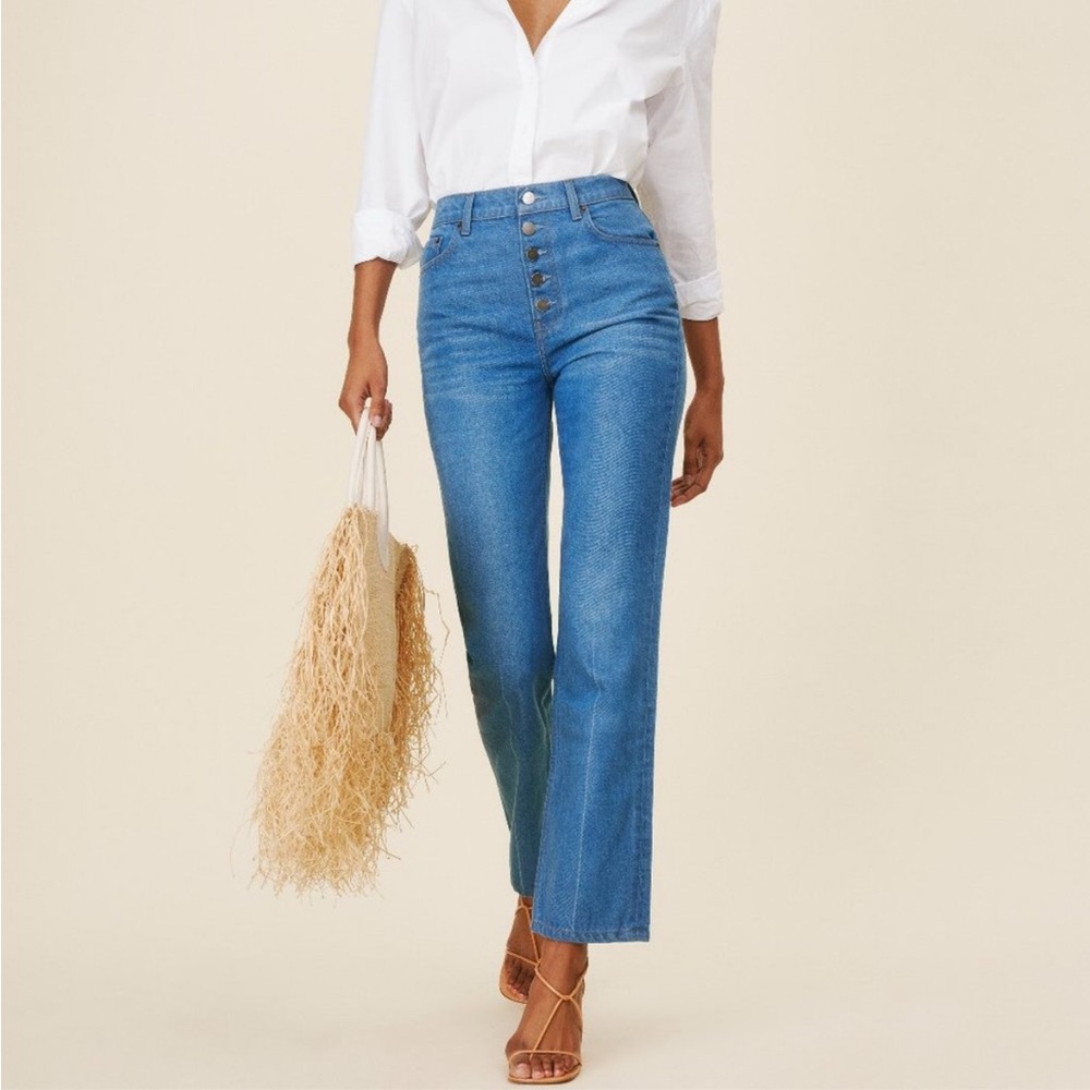 REFORMATION Cynthia Button Fly High Rise Straight Jeans in Zenia - EUC, Size 26